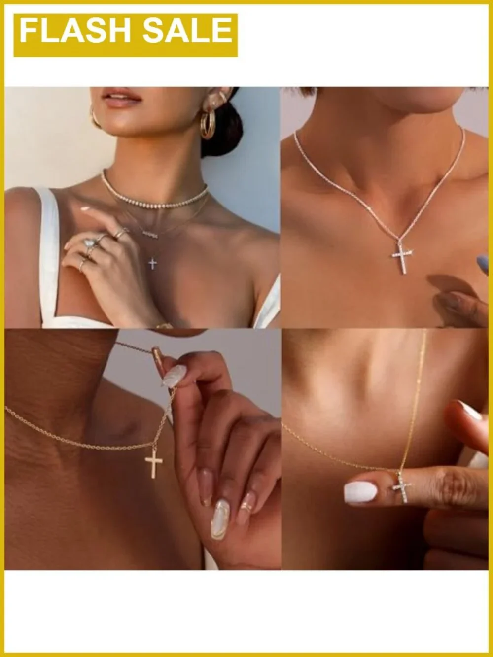 14k gold plated cross necklace dainty teen girls